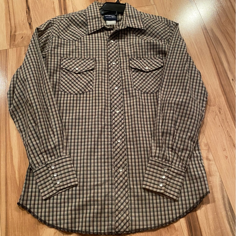Wrangler Men's Plaid Western Shirt - Brown/Beige